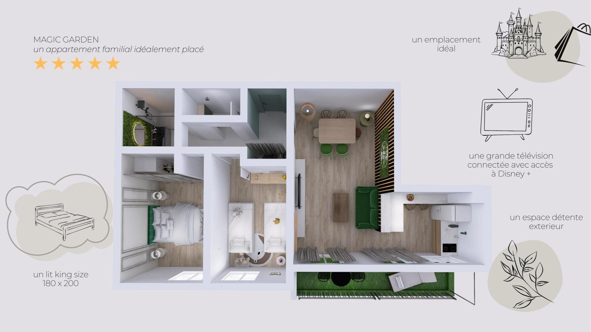 Apartamento Magic Garden 6 Personnes Parking Prive A 20M Du Rer Serris Exterior foto